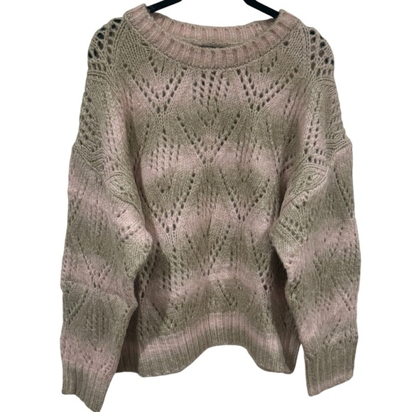 NEW Sanctuary Pointelle Sweater in Pink Moonlight Multi Crewneck Knot Size L - Picture 5 of 10